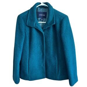 Lands' End women’s teal blue wool blend jacket coat (size 6P)